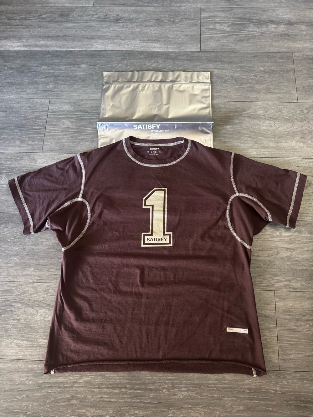 Satisfy Men's Short-Sleeve Athletic Tee in Deep Burgundy